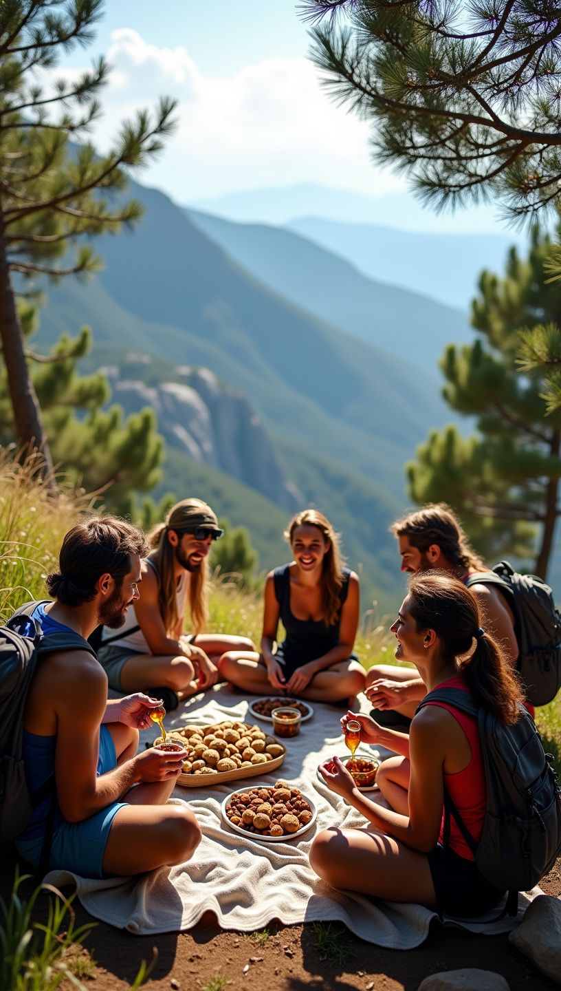 Άνθρωποι που απολαμβάνουν αθλητικές δραστηριότητες με σνακ με μέλι.