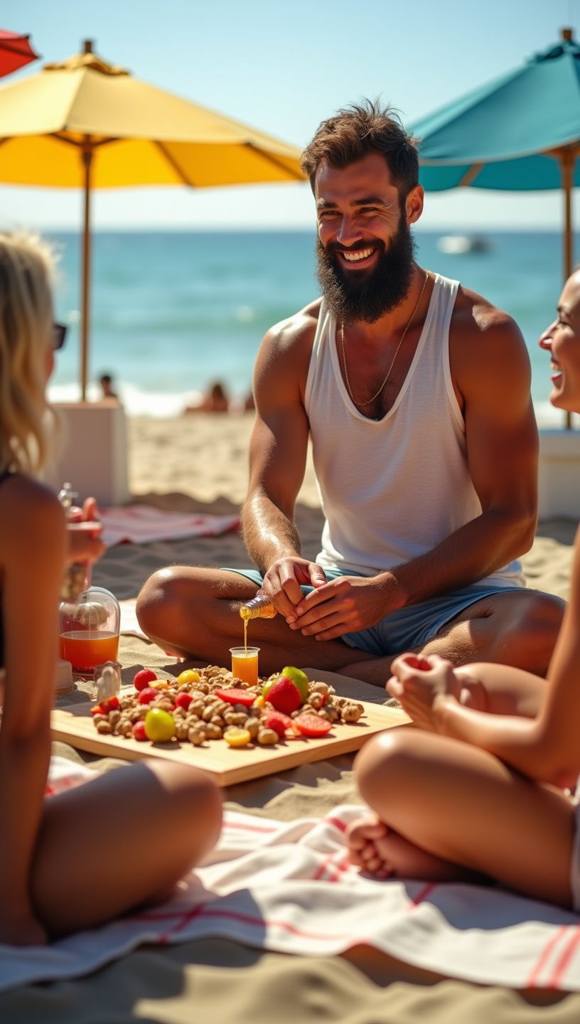 Μέλι θυμαριού με καρύδια και φρούτα σε ξύλινη επιφάνεια